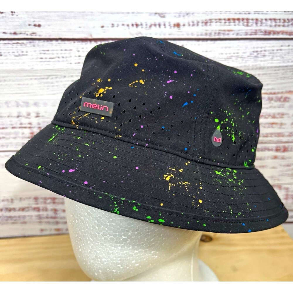Melin Caddy Hydro Neon Collection Bucket Hat Paint Splatter Black Sz Classic CL